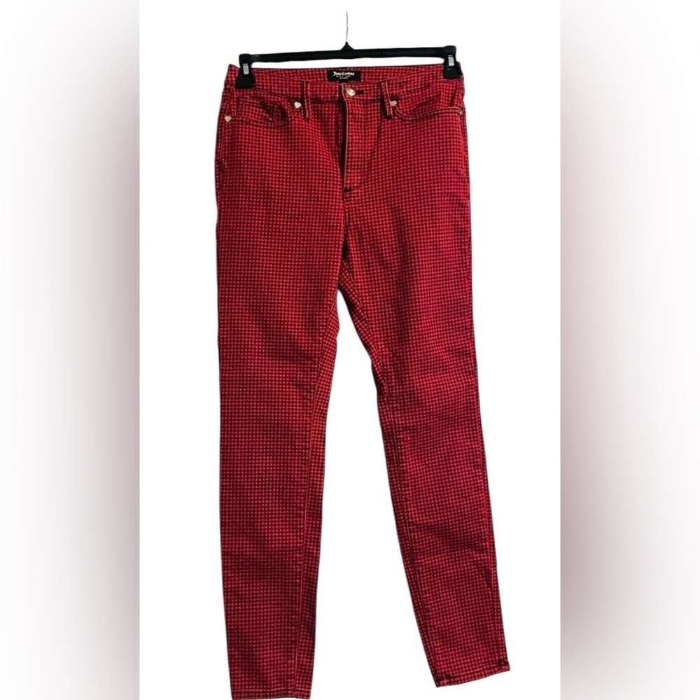 Y2K Alert Skinny jeans red black plaid size 28 Juicy Couture Black‎ Label